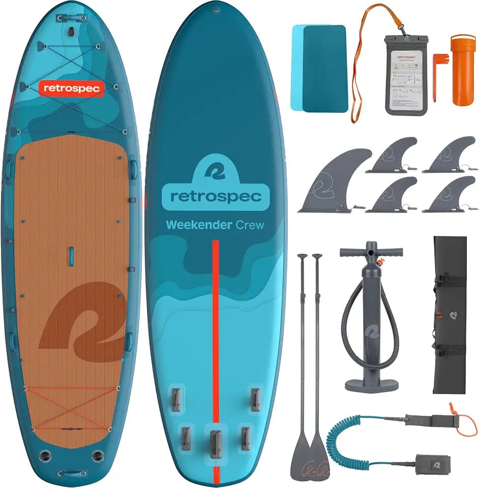 Retrospec Weekender Crew Multi-Person Paddle Board, Inflatable, Party SUP