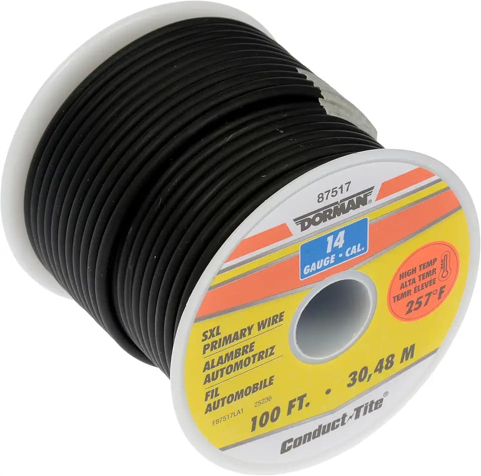 Dorman 87517 SXL Primary Wire 14 Gauge Black - 100 Feet Universal Fit