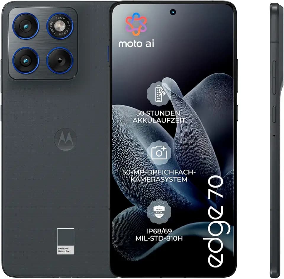 Motorola Edge 70 Smartphone 50MP Kamera 12-512 Speicher Gagdet Grey