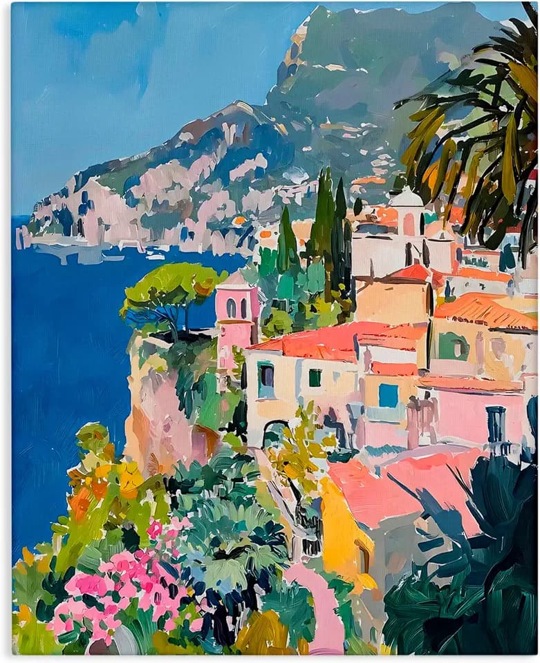 Italian Coast Cityscape Scenic, 24 x 30 Inch Canvas Wall Art