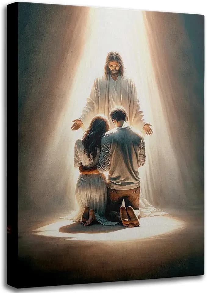 UNDBILSNI Jesus Blesses Couple Canvas Wall Art
