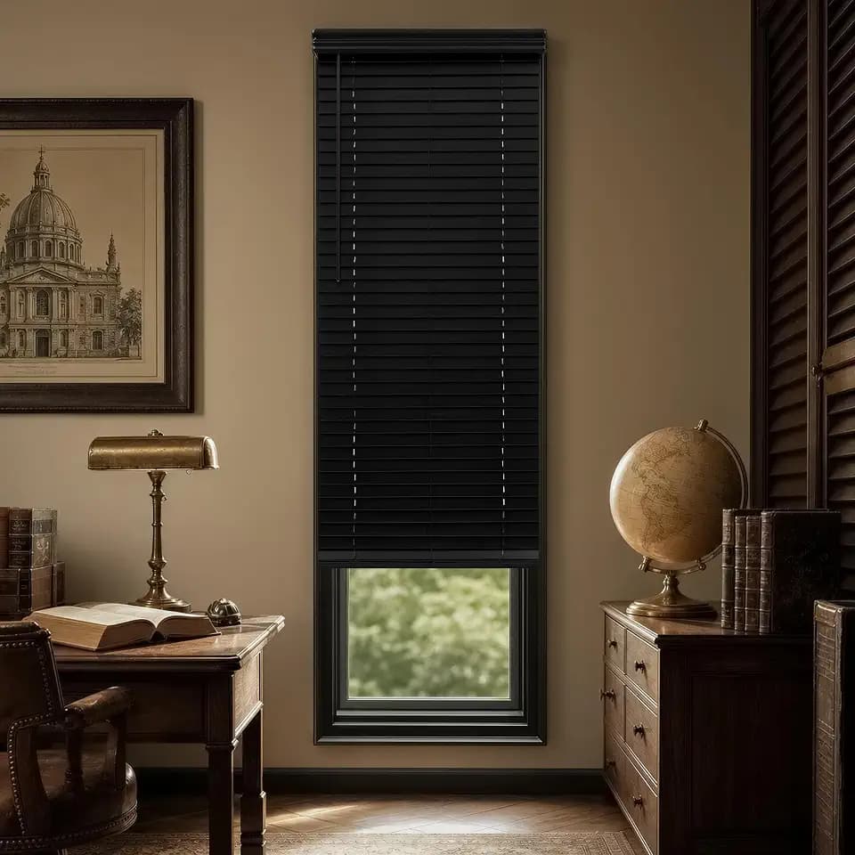 MR.DANCE 2" Cordless Faux Wood Blinds for Indoor Windows, Easy to Install
