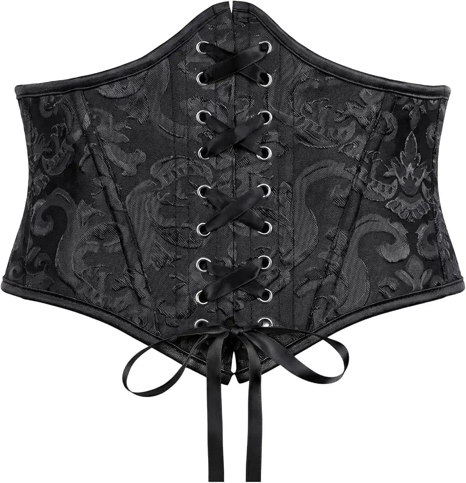 SUOSDEY Lace-up Cinch Bustiers Corset Belt for Women, Elastic Tie Waspie Wide Costume Waist Belt for Renaissance Halloween