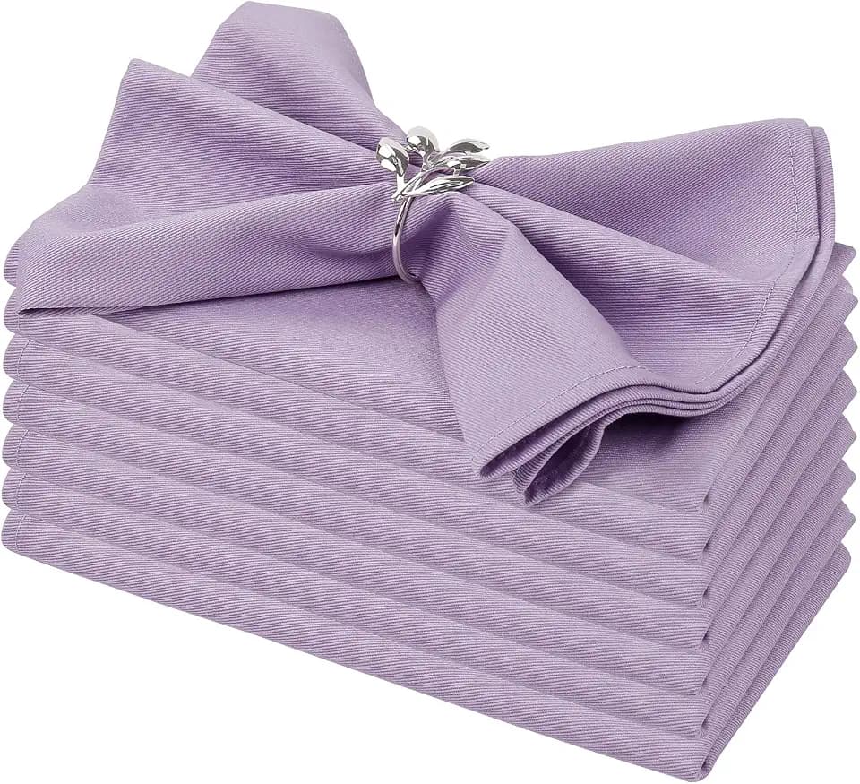 Purple Cloth Napkins Set of 6, 100% Cotton Washable Reusable Napkins, Perfect for Wedding, Holiday, Dinner Table, Everyday Use