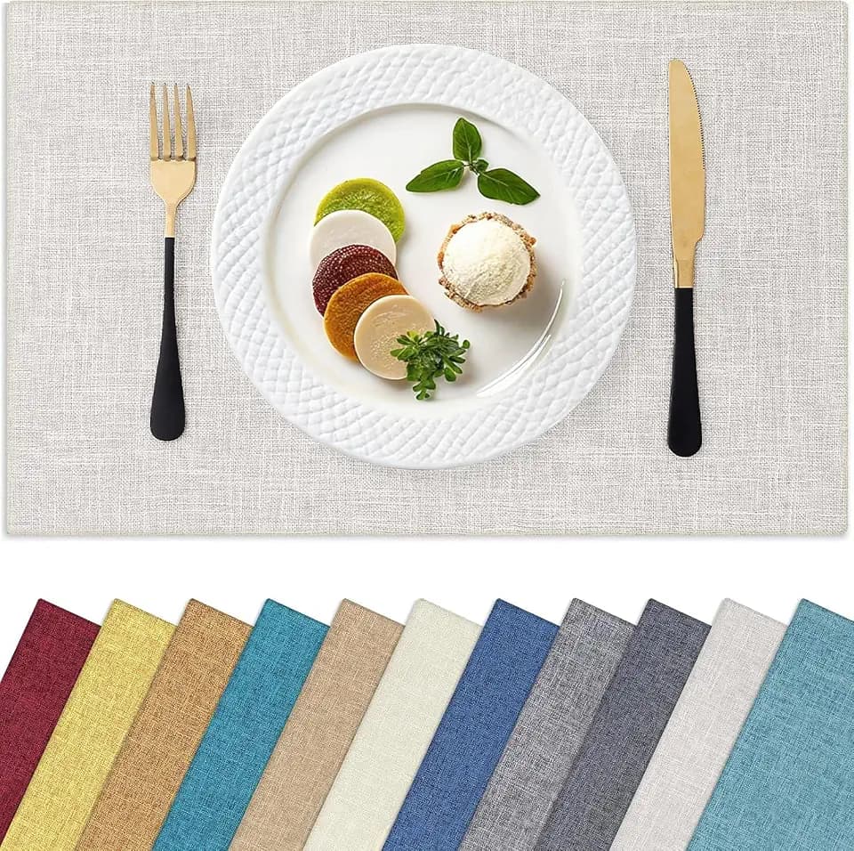 Homaxy Cloths Placemats for Dining Table Set of 8, 13" x 19", Beige