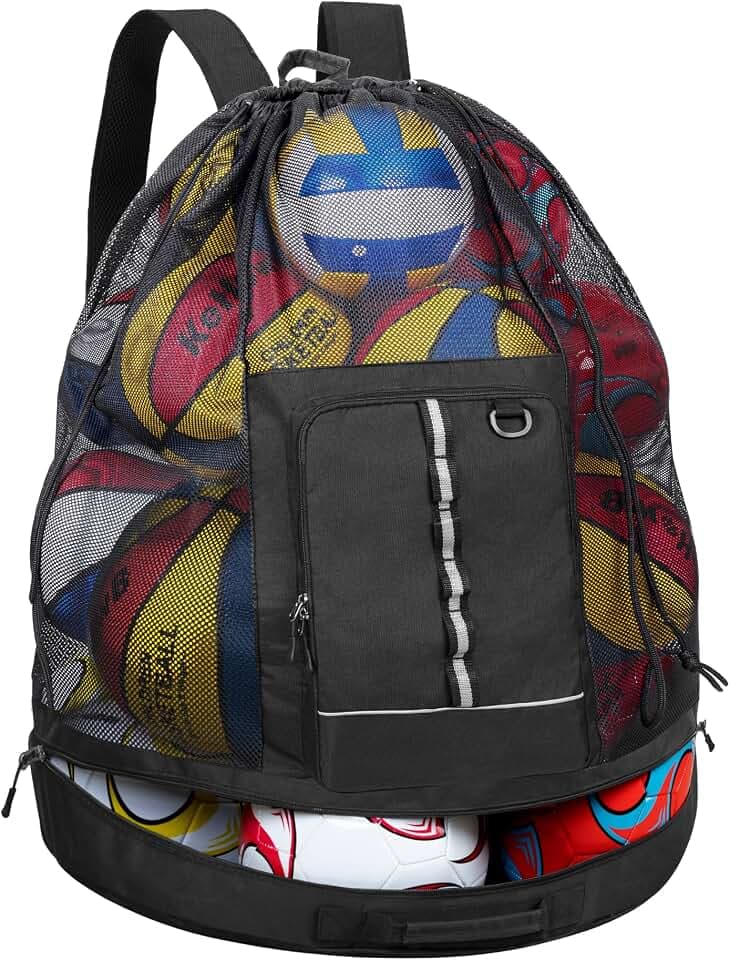 GOBUROS Extra Large Mesh Soccer Ball Bag, Basketball Backpack for Coaches