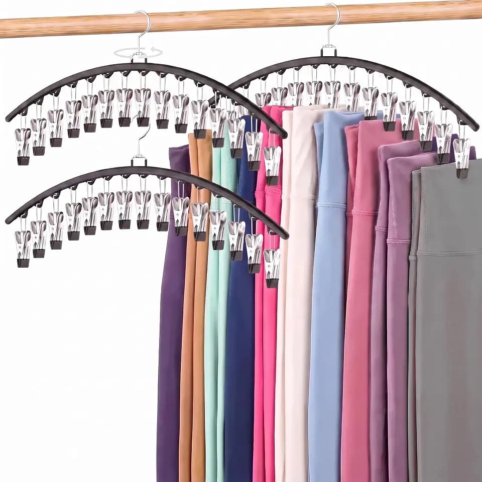 3 Pack Legging Organizer for Closet Hanging, Pants Hangers Hold 45 Leggings