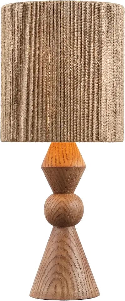 JONATHAN Y Orbic Taper 23.5" Resin Metal Table Lamp, Brown Wood Finish