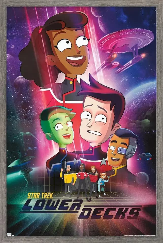 Star Trek: Lower Decks - Key Art Wall Poster, 34L" x 22.4W", Barnwood Framed Version