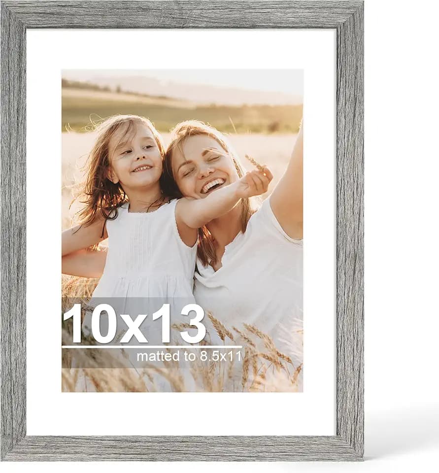 Hongkee 10x13 Picture Frame with Real Glass,Display Diploma 8.5x11 with Mat