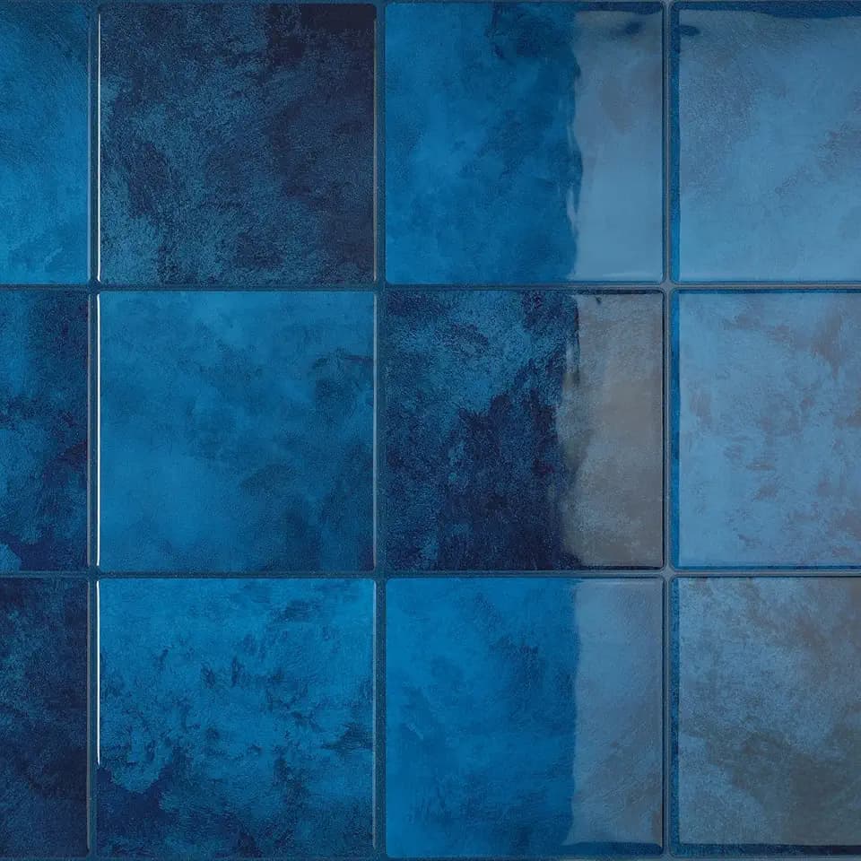 CRE8TIVE 16 Sheets Peel and Stick Tile Backsplash, 12"x12" Kitchen Backsplash Tiles, Removable Adhesive Back Splash Stick on Tiles for Kitchen, Bathroom, Shower Walls, Fireplace, Dark Blue Square Tile