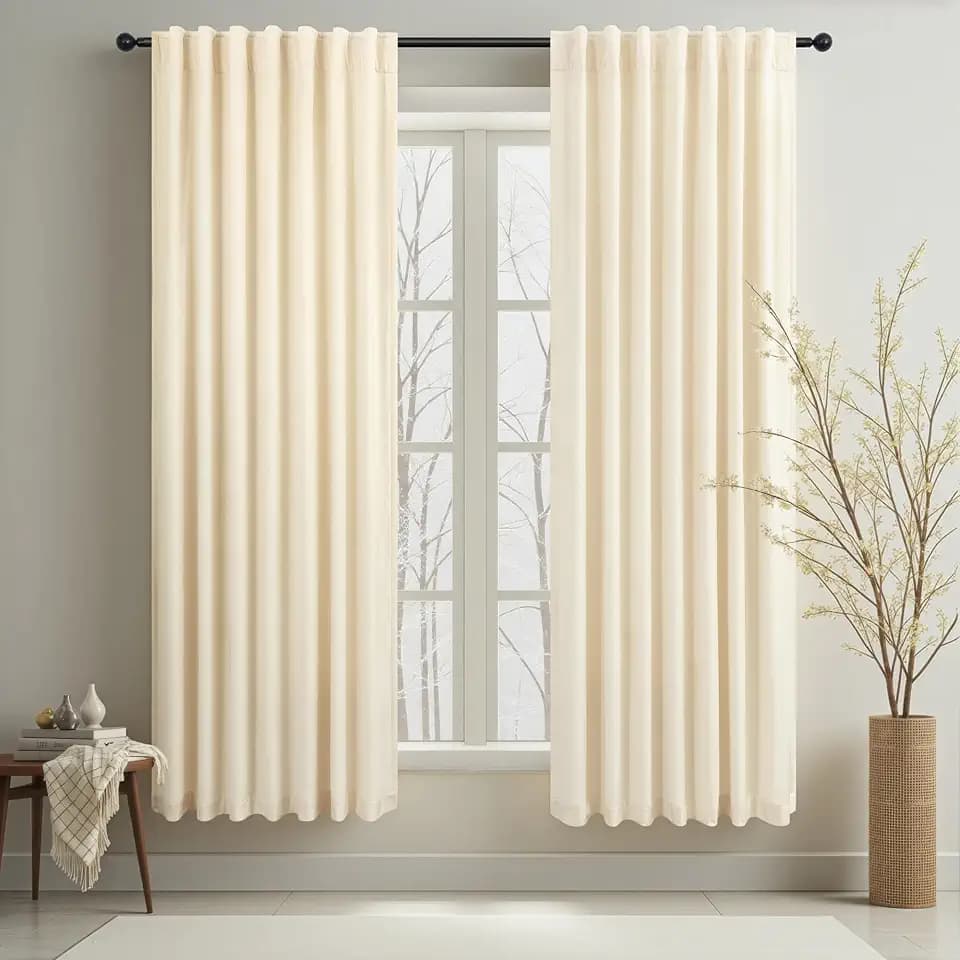 Beige Cream Velvet Curtains 72 Inch Long for Bedroom Luxury Living Room Darkening Sound Proof Thermal Curtain for Summer Heat Blocking Light Drape Neutral Rustic Vintage Victoria 52x72 Length 2 Panels