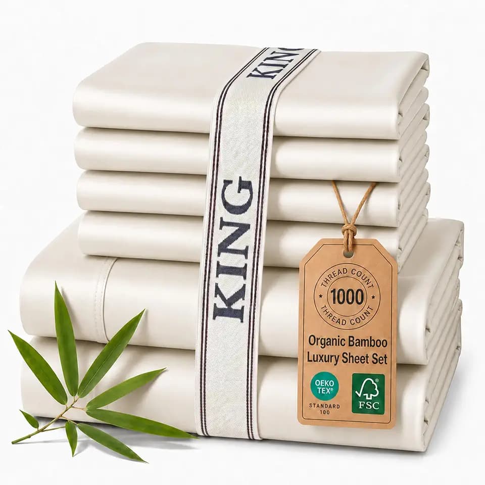 Therapedic Luxury Bamboo Viscose 6 Piece King Size Sheets Set (Ivory)