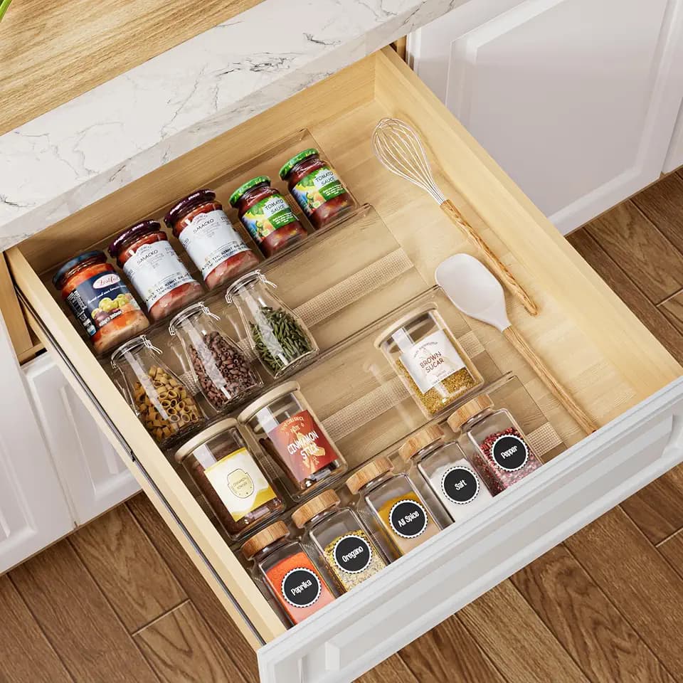 Spice Drawer Organizer Insert, 13"-26" Seasoning Organization, 4 Pcs