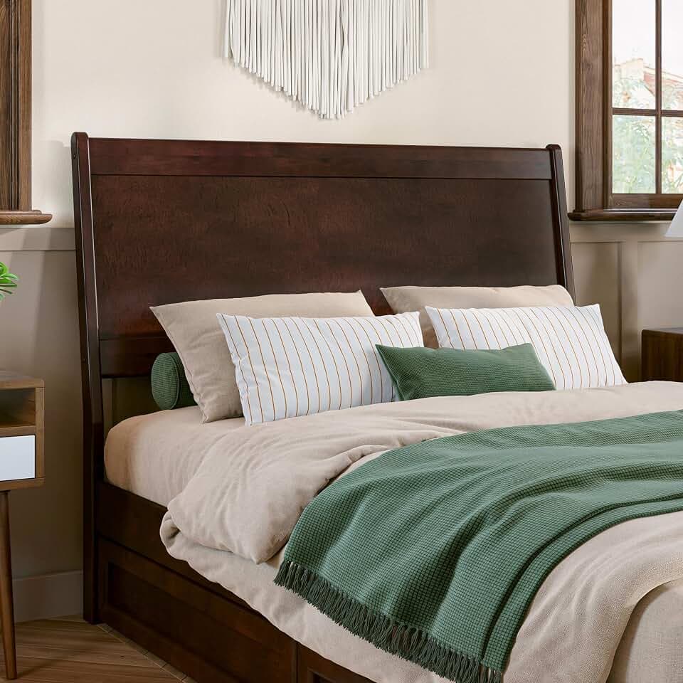 AFI, Casanova Full Solid Wood Panel Headboard, Walnut