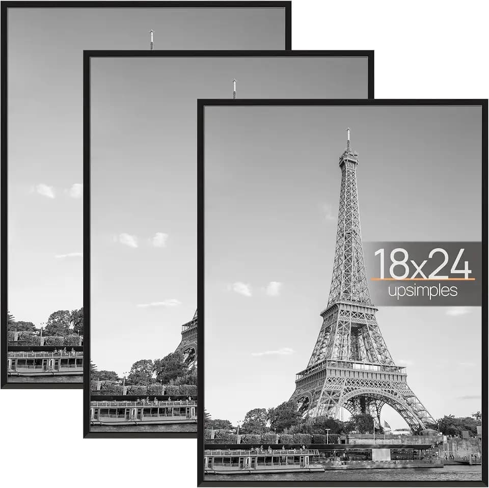 upsimples 18x24 Poster Frame, Easy Slide-In Assembly, Black, 3 Pack