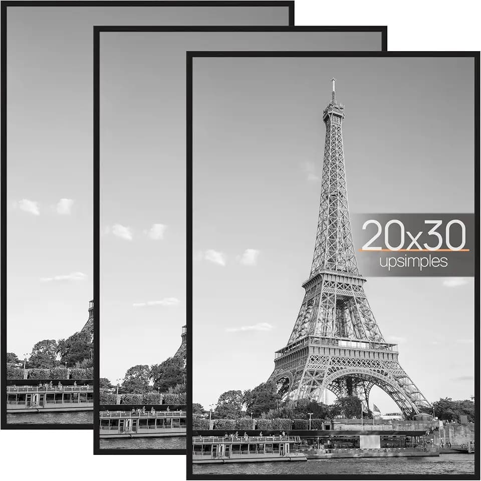 upsimples 20x30 Poster Frame, Easy Slide-In Assembly, Black, 3 Pack