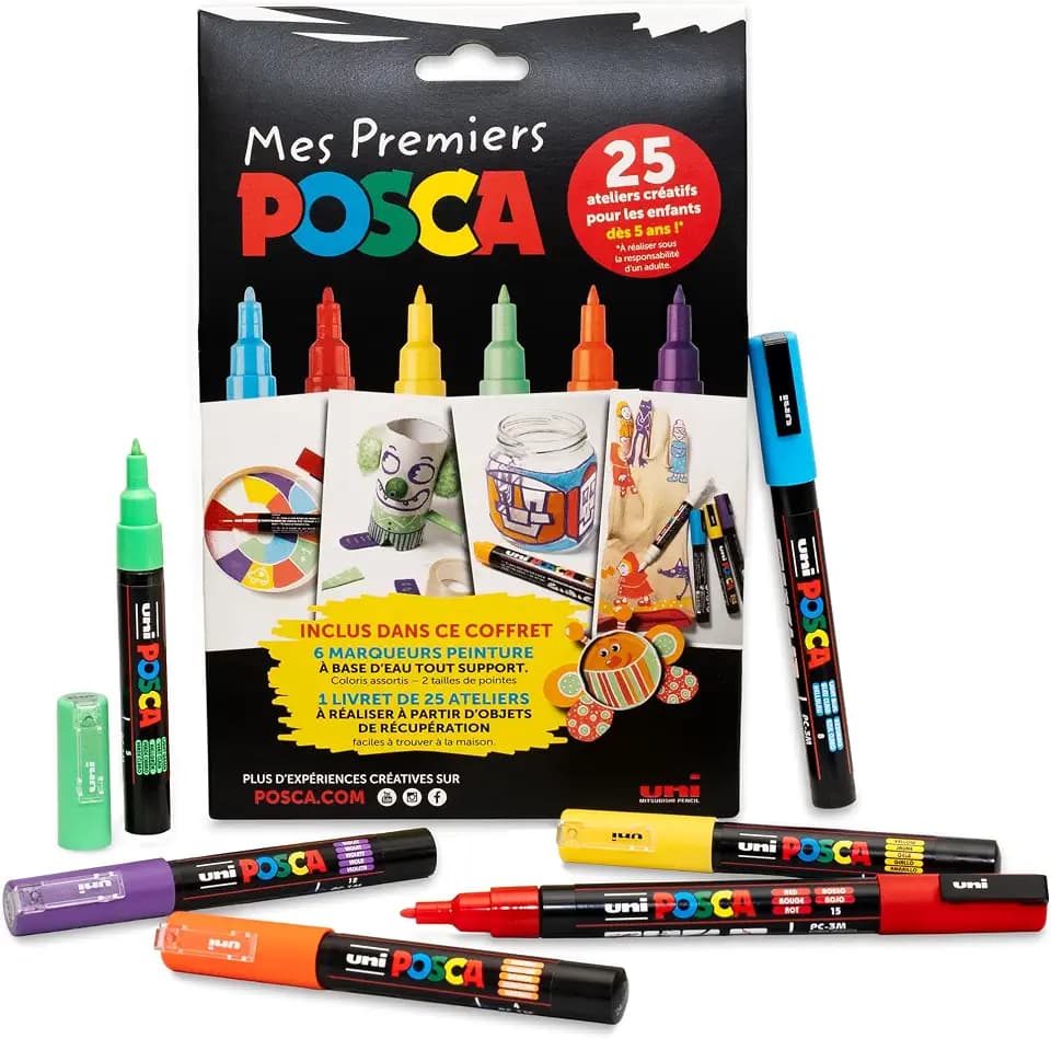 POSCA, Set Mes Premiers 6 Marker, Wasserbasis, + Aktivitäten