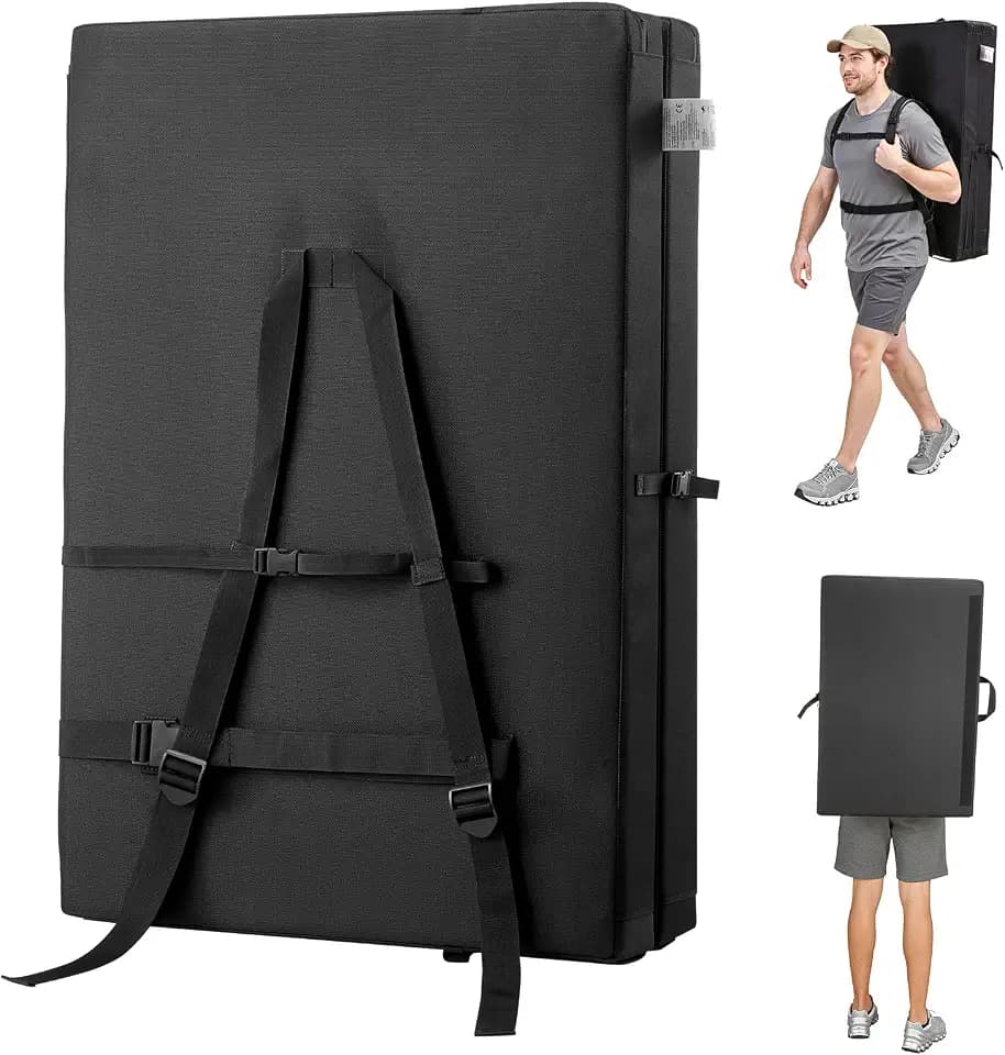 VEVOR Bouldering Crash Pad, Bi-Fold Rock Climbing Crash Pad with Adjustable Backpack Straps and Handle, Foldable Lightweight for Indoor Bouldering & Outdoor Climbing(4x3 ft)