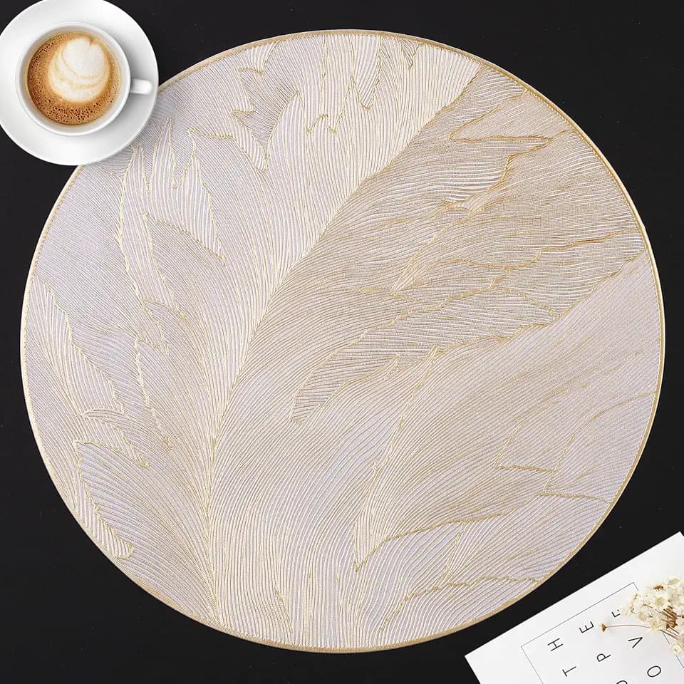 FAVE 6PCS Round Placemats Feather Placemats Set of 6
