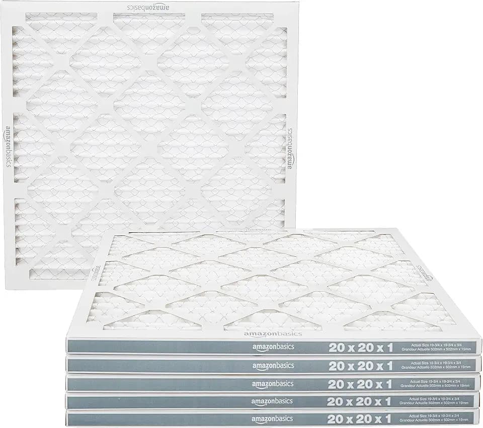 Amazon Basics 20x20x1 Air Filter 6-Pack, MERV 11 AC Furnace Filters, Dust, Pet, Allergen Control , Electrostatic (Actual Size: 19.75 x 19.75 x .75)
