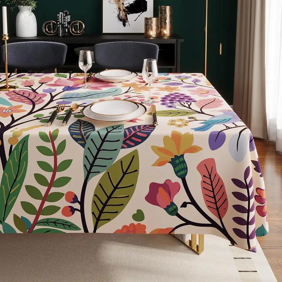 Rectangle Table Cloth,100% Waterproof Tablecloth Oil Proof Spill Proof Vinyl Table Cloth, Wipe Clean Plastic Table Cover for Dining, Camping, Indoor and Outdoor, 54"x78", Purple