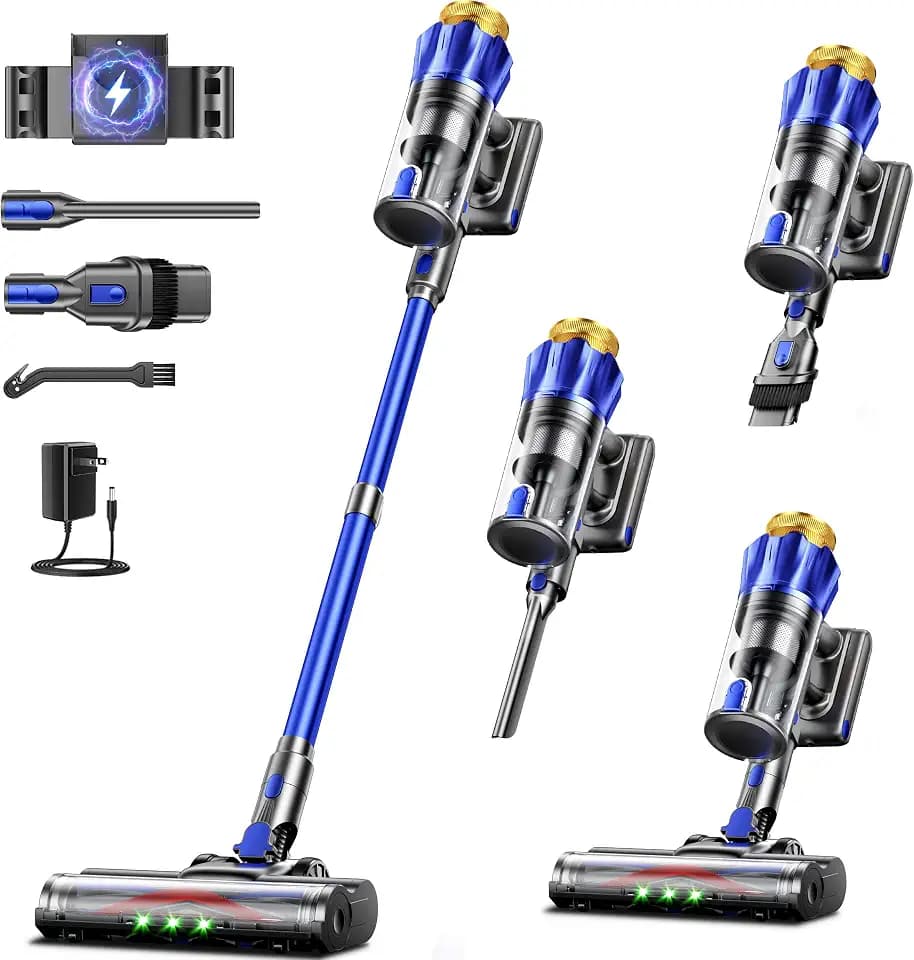 Cordless Vacuum Cleaner, 650W 55KPa Powerful Suction, 70Mins Self-Standing Stick Vacuum with Anti-Tangle Brush, Touch Screen & 1.8L Dust Cup, Vacuum Cleaners for Home, Pet Hair, Carpets & Hard Floors