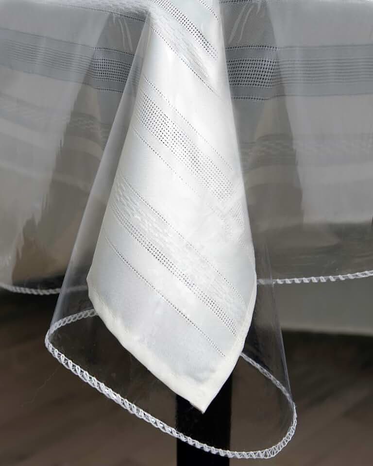 BRODER MFG. INC. Tablecloth Protector Crystal Clear Vinyl (60"x108" Oval) | Thick, Durable Clear Table/Tablecloth Protector | Perfect for Parties, Special Occasions, Gatherings, and Everyday Use
