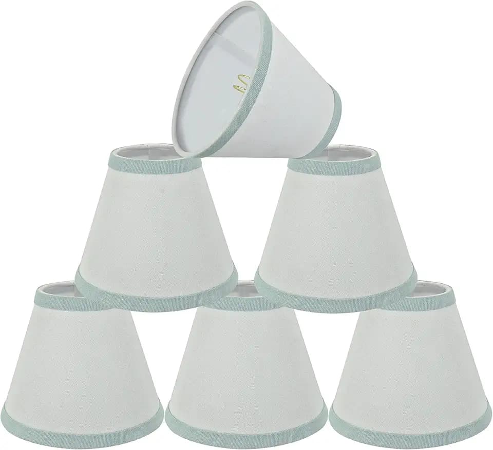 Aspen Creative 32044-6A, Hardback Empire Clip-On Chandelier Lamp Shade, White, 3" Top x 6" Bottom x 5" Slant Height, Set of 6