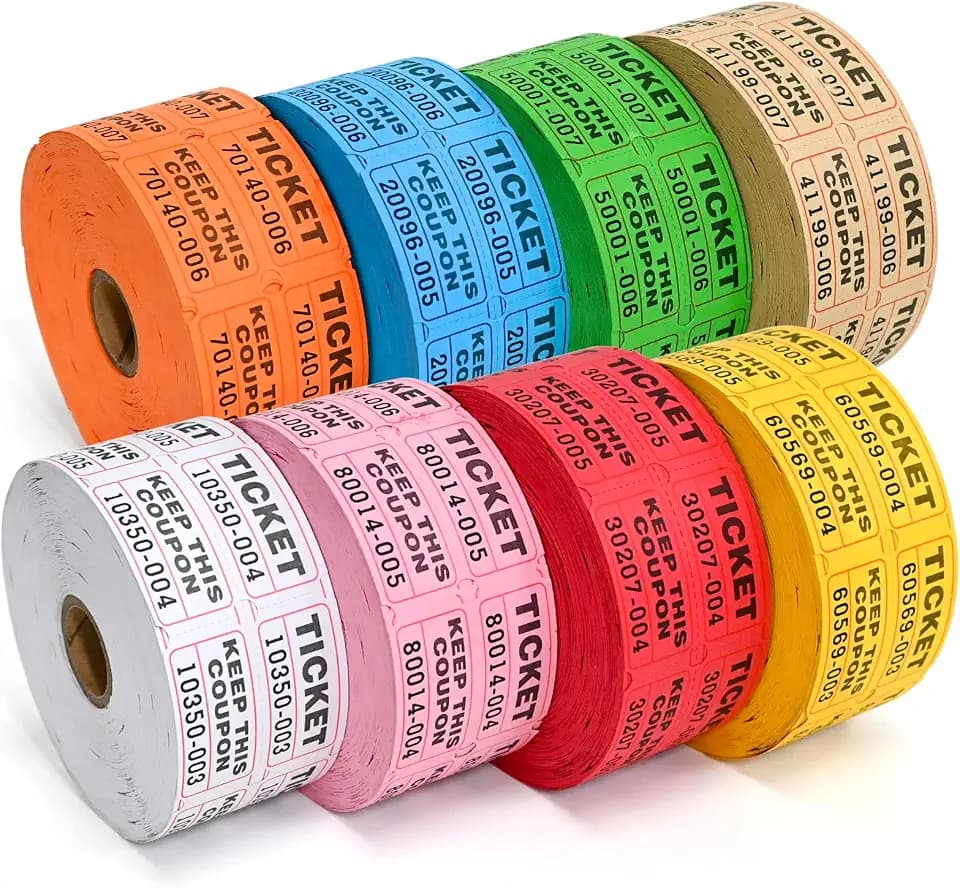 LLIKED Multicolor Raffle Tickets 8000 Pairs 8 Double Rolls Numbered