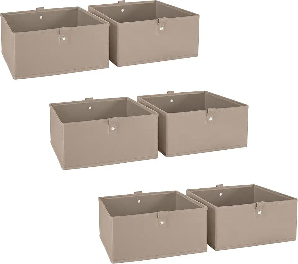 RiverRidge Folding Storage Bins - 6-Pack of 5in Tall Taupe Cubes
