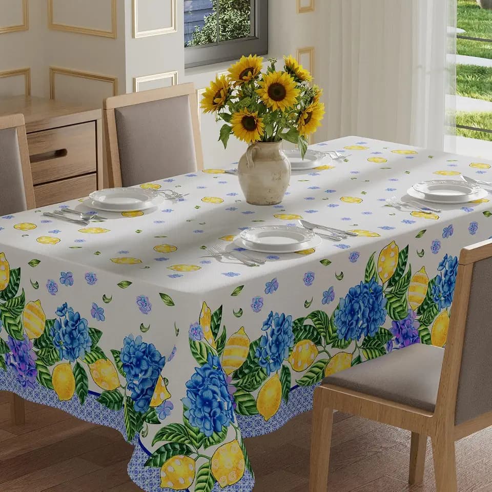 XCHI Summer Lemon Flower Square Tablecloth Decorations 60x60 Inch