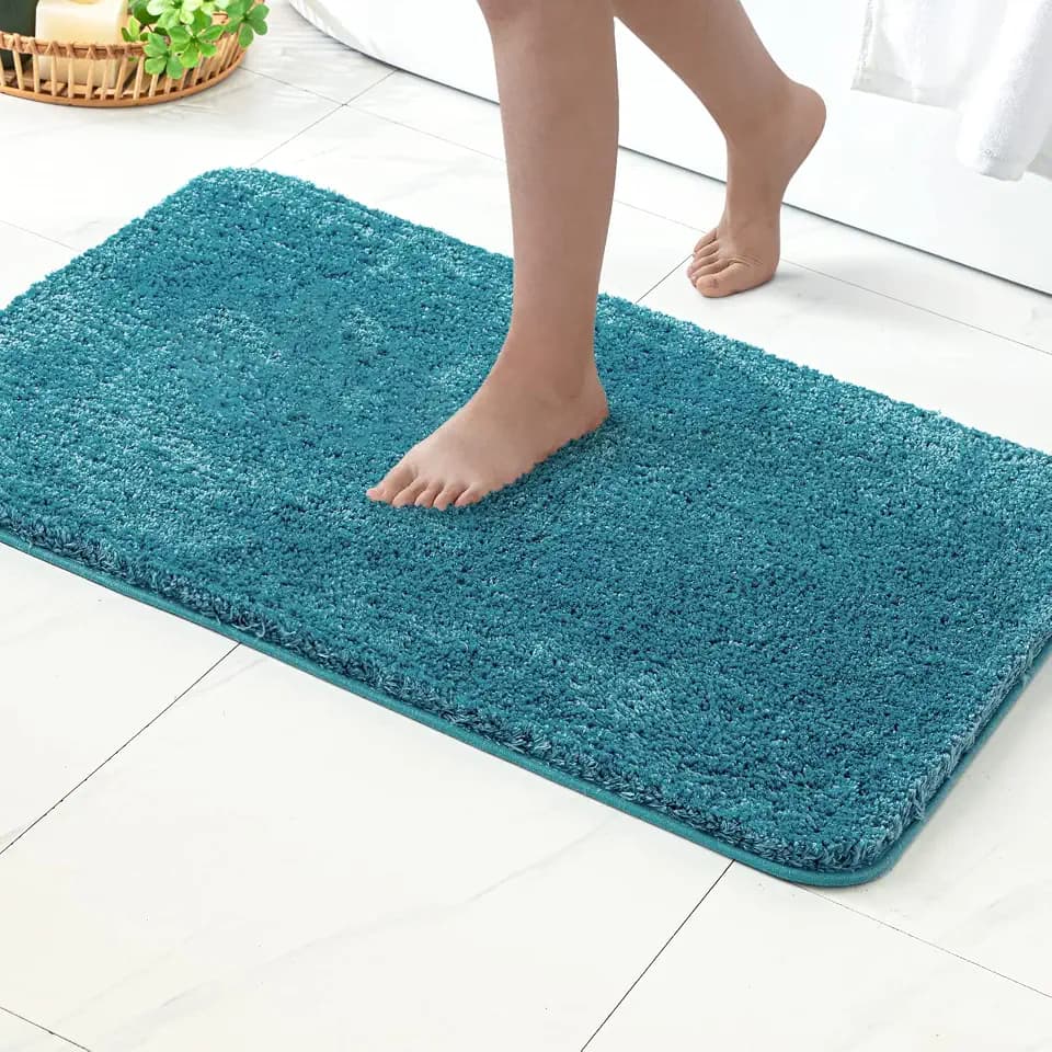 MIULEE Teal Large Bathroom Rugs Soft Microfiber Bath Mat 24x36 Inch