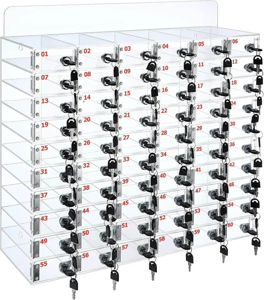 Threan 60 Slot Cell Phone Locker Box for Classroom with Door Locks and Keys