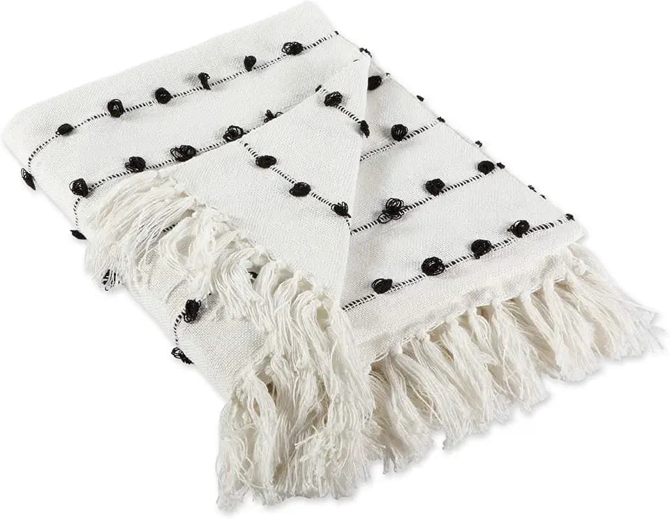 DII Woven Loop Throw Collection, 50x60, Off-White