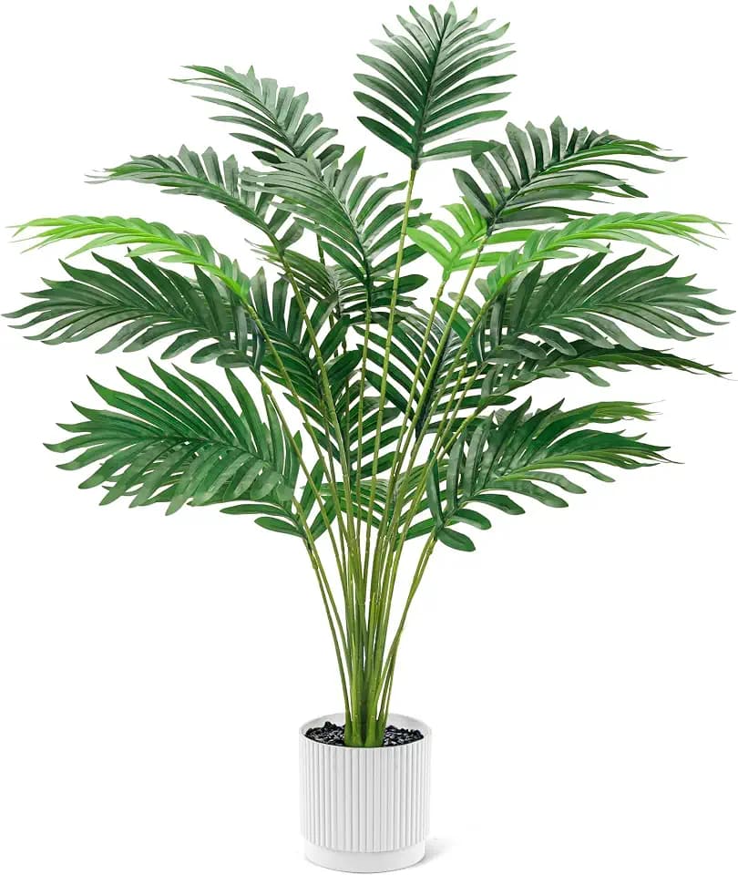 Der Rose 28" Fake Palm Tree, Artificial Plants Indoor in Modern White Pot
