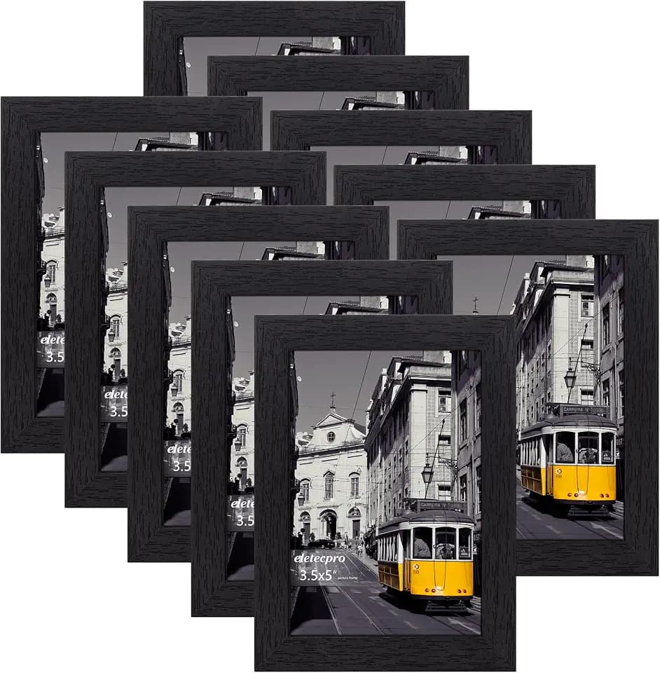 eletecpro 3.5x5 Picture Frames, Acrylic Cover, Black, Set of 10
