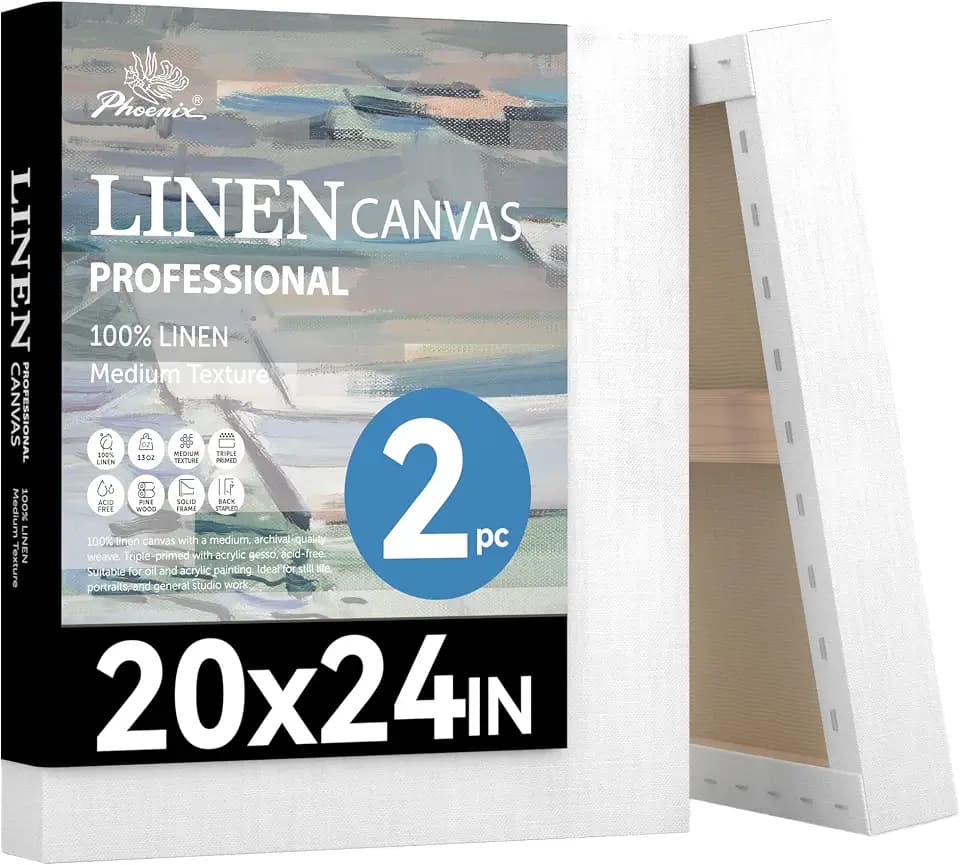 PHOENIX Linen Canvas for Painting - 20x24 Inch/2 Pack Medium Texture