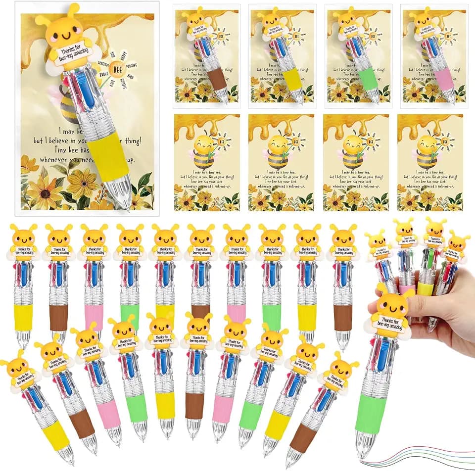 Sayglossy 24 Sets Bee Amazing Party Favor Pen Gift Bulk with Positive Card