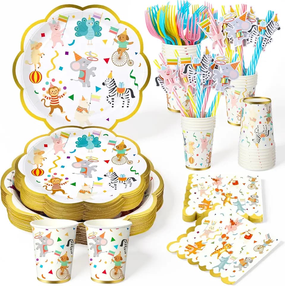 Yungyan 210 Pcs Animal Parade Party Supplies Birthday Decoration, Cute