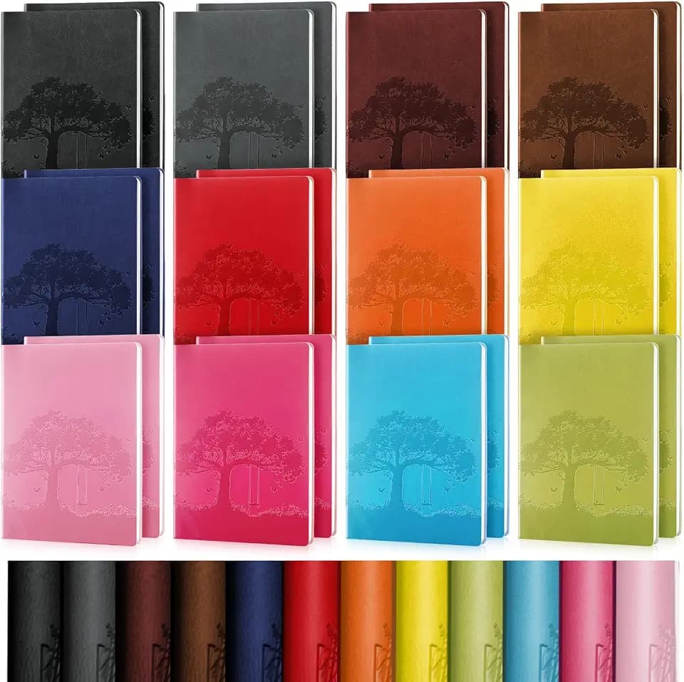 TaoBary 24 Pcs A5 PU Leather Journals Bulk Tree Notebooks, Vintage Color