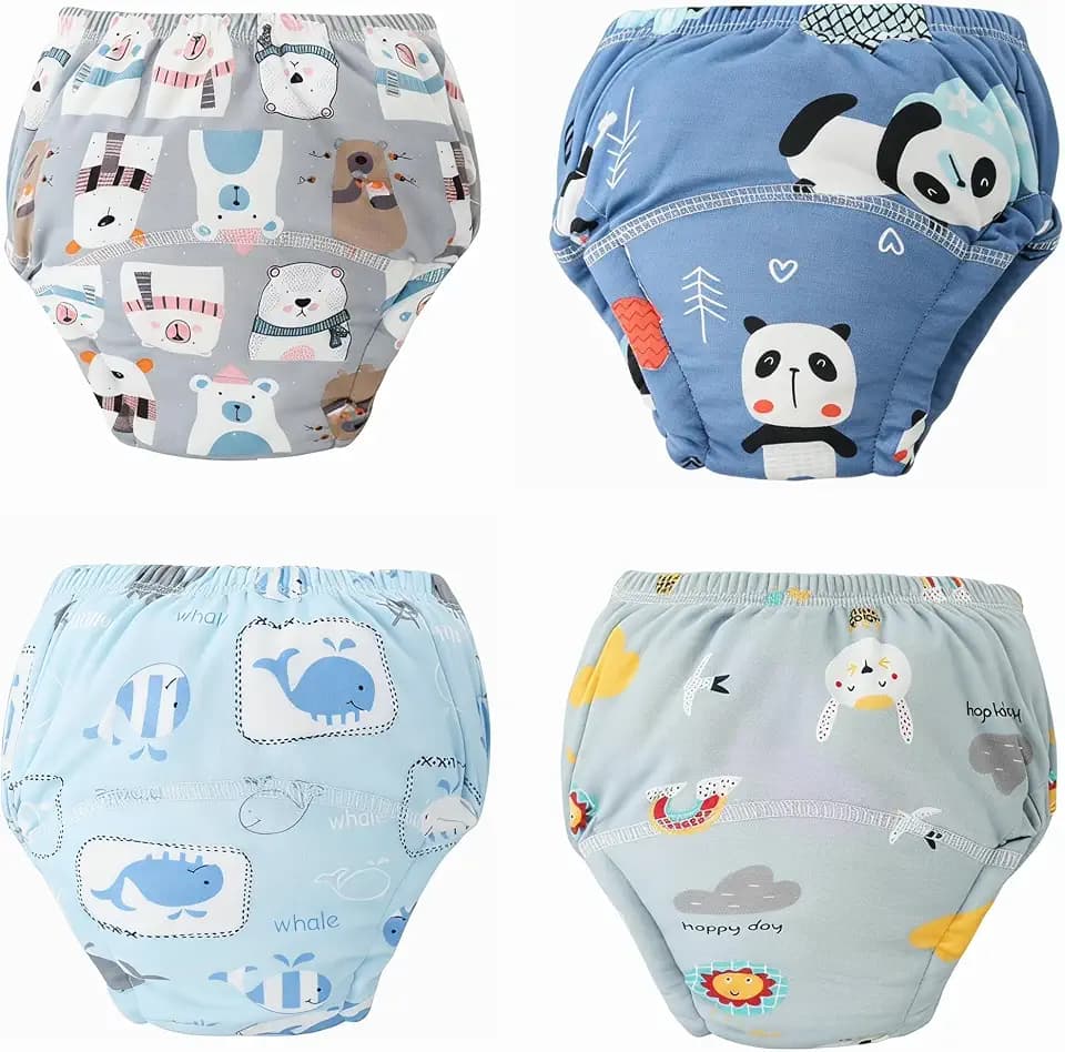 Toddler Potty Training Pants, 4-Pack Cotton Underwear, Blue, Small