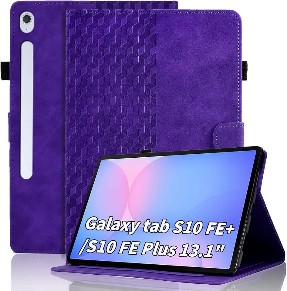Hülle für Samsung Galaxy Tab S10 FE+ / S10 FE+ Plus 13 Zoll 2025 Tablet Schutzhülle Premium Ledertasche Folio Smart Case mit Auto Schlaf/Aufwach Kartensteckplatz für Galaxy Tab S10 FE+ Plus, Lila