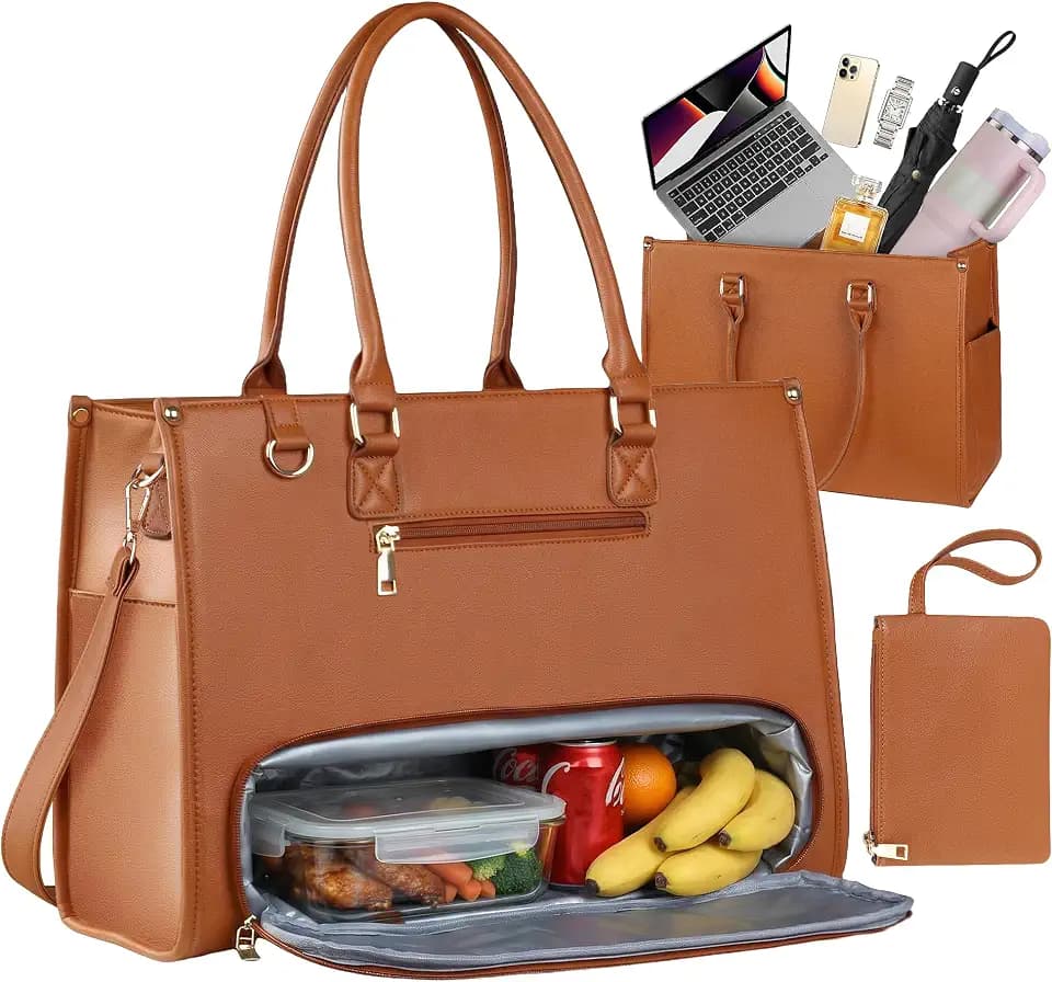 Office Work Tote Bag with Laptop Compartment and Lunch Section