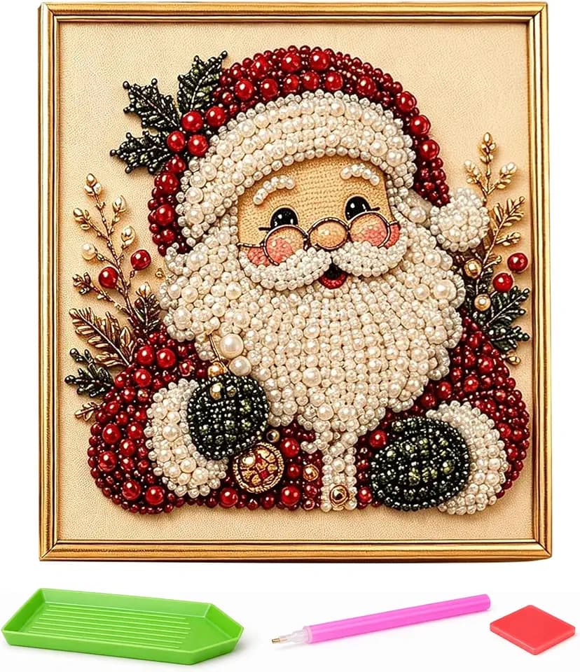 Christmas Pearl Diamond Kit – Santa Wall Art, DIY Decor, Stress Gift