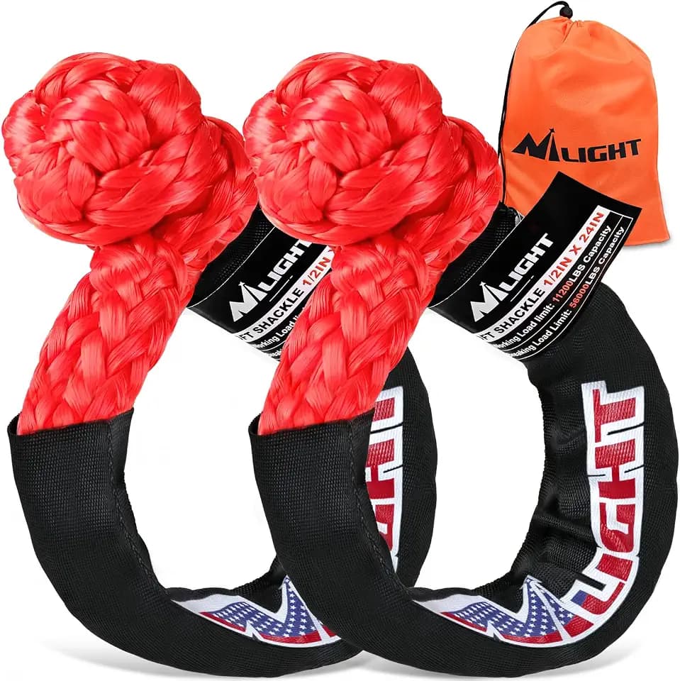 Nilight 2PCS Synthetic Soft Shackles 1/2" x 24" with Extra Sleeves