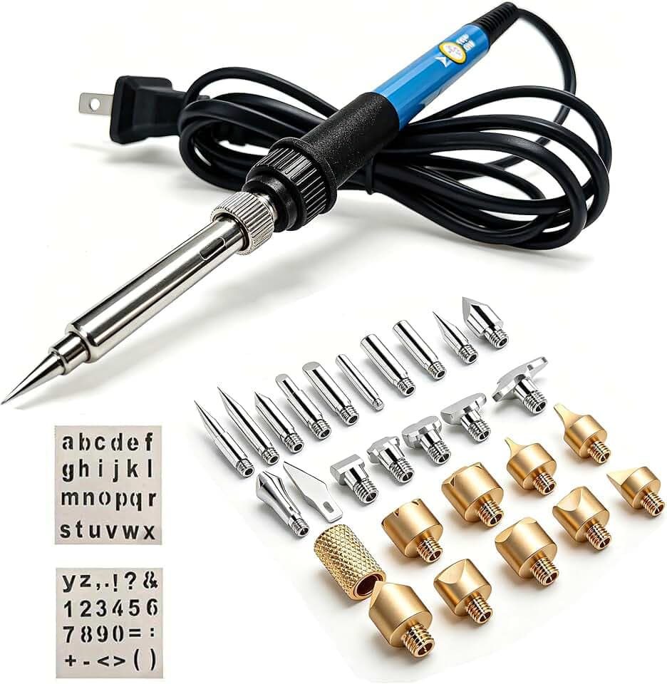 Wood Burning Kit, 30Pcs Wood Burning Tool Adjustable Temperature 200~450 ℃ (392-842℉) Wood Burning Pen Kit for Adults Beginners