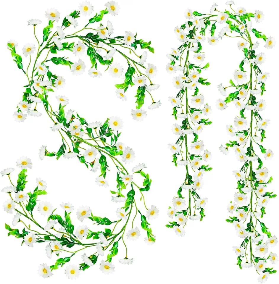 2 Pack Artificial Daisy Flowers Vine, 13.6 Ft Silky Artificial Garland