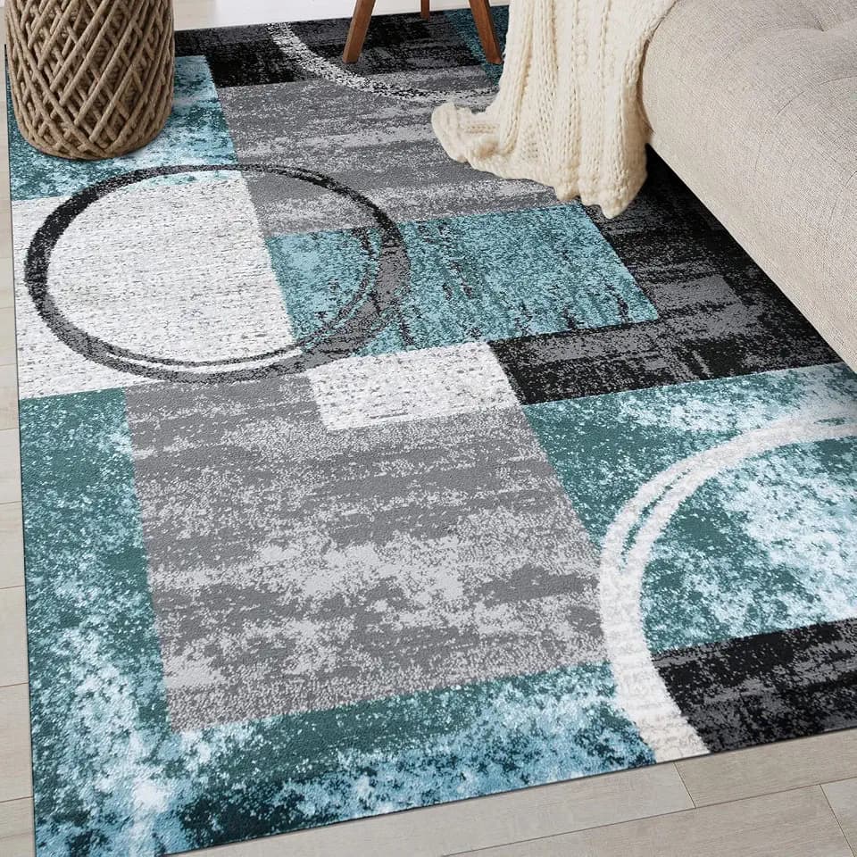 Rugshop Circle Design Contemporary Jute Backing Area Rug Gray 4' x 6'