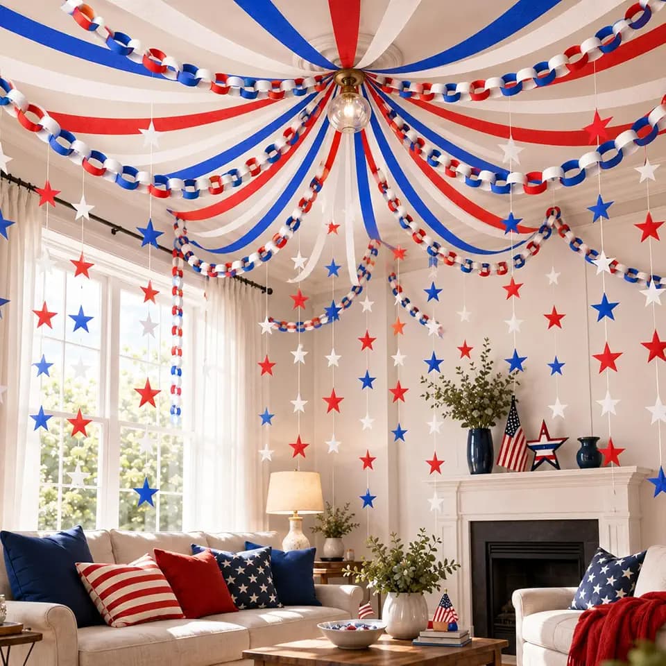 492ft Red White Blue Crepe Streamer Patriotic Party Decoration